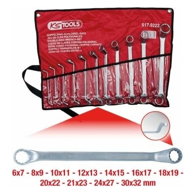 KS Tools Sada dvojitých očkových kľúčov 517.0222