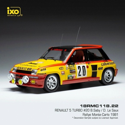 Ixo Models Renault 5 Turbo No.20 Rallye Monte Carlo B.Saby/D.Le Saux 1981 1:18