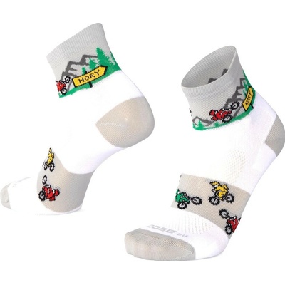 Smile10 Bike střední veselé sportovní ponožky Moose bílá