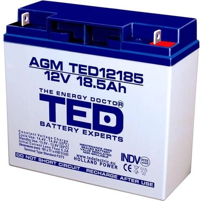 Ted electric Оловна батерия TED ELECTRIC, 12V, 18.5Ah, 181/ 76/ 167 mm, AGM (TED-12V-18.5-AGM)