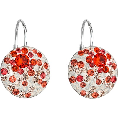 Pavona stříbrné náušnice visací s krystaly Swarovski mix barev oranžová kulaté 31176.3 sanset