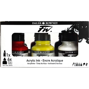 Daler Rowney FW Cardboard Box Starter Set Комплект акрилни мастила 6 x 29, 5 ml (160100007)
