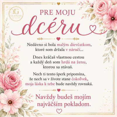Glanzio venovacia kartička M – Pre moju dcéru | Kvetinová edícia 32232