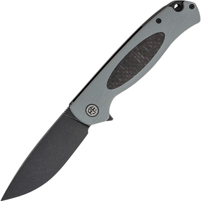 Petrified Fish PFB03 Stamp Black Stonewashed D2 Carbon Fiber With Gray G10 PFB03GADW