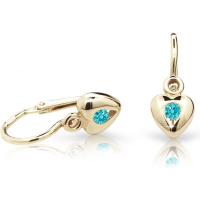 Danfil náušnice pre bábätká srdiečka C1556 zo žltého zlata mint green brizura