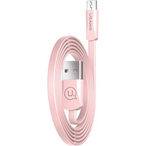 USAMS Кабел Usams U2 Micro Flat Data, от USB-A (м) към micro USB (м), 1.2м, розов (SJ201MIC05)