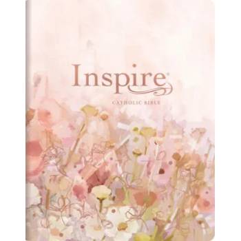 Image 1 of Inspire Catholic Bible NLT Large Print (Leatherlike, Pink Fields with Rose Gold): The Bible for Coloring & Creative Journaling | Tyndale