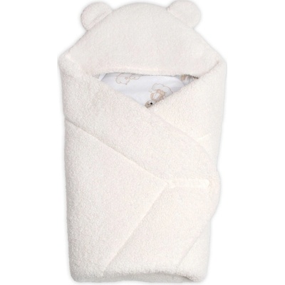 Baby Nellys Beránková zavinovačka s kapucí bavlna beránek Teddy Medvídek smetana