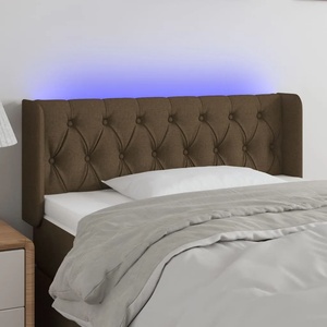 vidaXL LED Горна табла за легло, тъмнокафява, 93 x 16 x 78/88 см, плат (3123557)