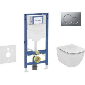 Geberit Duofix - Комплект за монтаж пред стена, тоалетна Tesi и седалка, бутон Sigma01, матов хром SANI11CD2118 (SANI11CD2118)