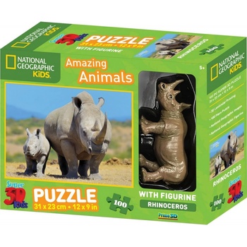 PRIME 3D Puzzle Nosorožec s mláďaťom 100 ks