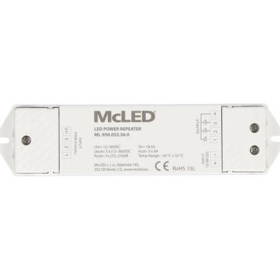 Zesilovač signálu pro RGB LED pásky, 3x 6A, max. 18A, 12-36VDC, IP20
