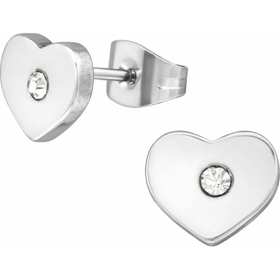 Bijutanki Обеци от Медицинска Стомана - Сърце с Кристал