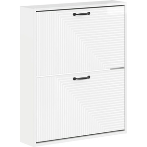 vidaXL Стенно шкафче за обувки HAARLEM 71 x 17 x 86 см Бял гланц (896859)