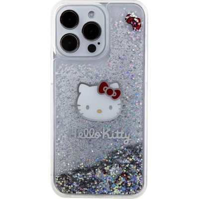 Ochranný iPhone 15 Pro MAX - Hello Kitty, Liquid Glitter Electroplating Head Logo Transparent