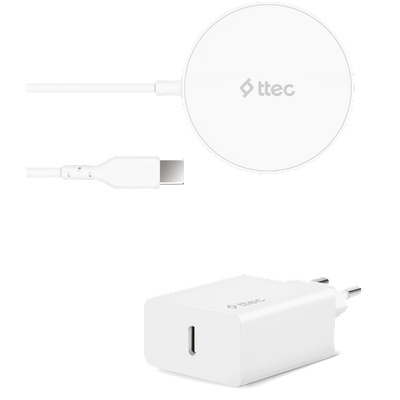 Ttec Безжично зарядно 220V ttec AirCharger M+ MagSafe с адаптер - Бяло