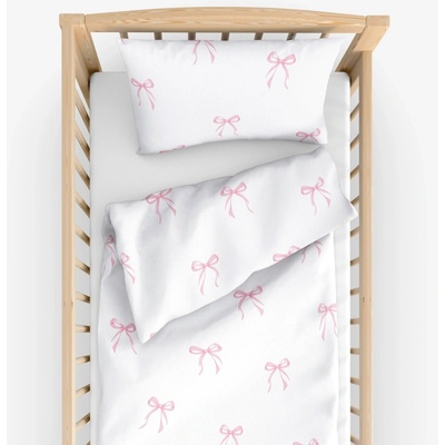 Goldea dětské bavlněné povlečení do postýlky růžové mašličky 100 x 135 cm 40 x 60 cm