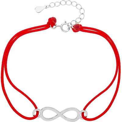 Bealio 09311 stříbrný náramek NEKONEČNO shamballa provázek 17+3 cm 03-09311-2905