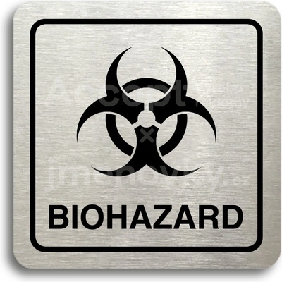 ACCEPT Piktogram biohazard II - stříbrná tabulka - černý tisk