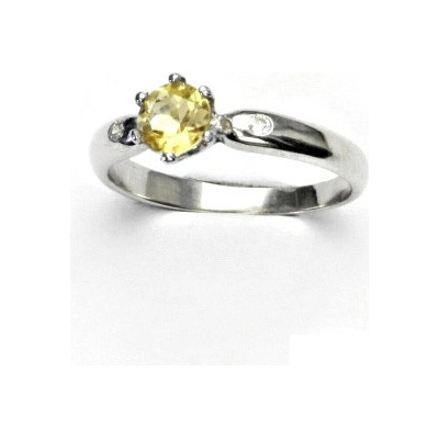 Čištín stříbrný přírodní citrín pálený čiré zirkony VLZDR 048