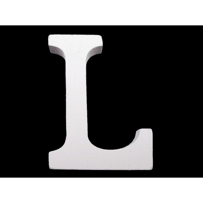 Dřevěná dekorace písmena abecedy - "L" bílá sněžná