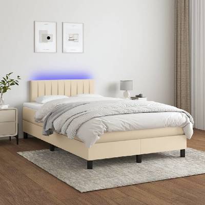 vidaXL 3133304 Boxspring postel s matrací a LED textil / barva krémová