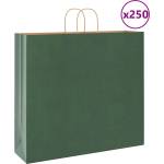 vidaXL Хартиени торбички 250 бр с дръжки зелени 54x15x49 см (4101738)