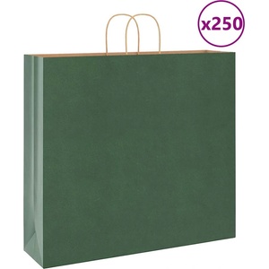 vidaXL Хартиени торбички 250 бр с дръжки зелени 54x15x49 см (4101738)