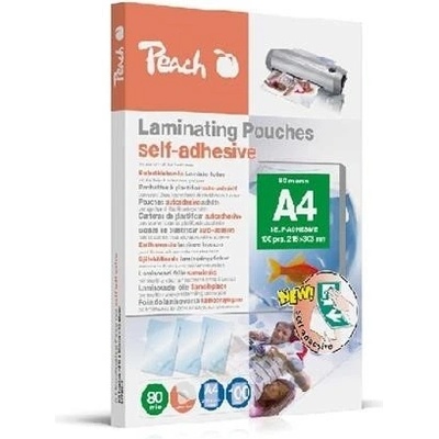 PEACH laminovací folie A4 (303x216mm), 80mic, lesklé, samolepící, 100ks