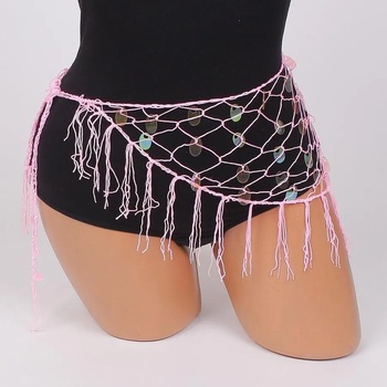 Image 1 of Мрежест денс шал в розово с пайети