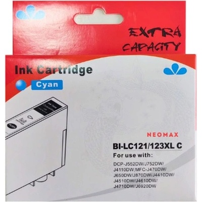 Neomax Касета за Brother MFC J470DW/J650DW/J870DW/J4410DW/J4510DW/J4610DW/J4710DW/J6920DW/J132W, DCP J552DW/J752DW/J4110DW - Cyan - BI-LC123XLC - Neomax - Неоригинална, Заб. : 10 ml капацитет (BI-LC123XLC)