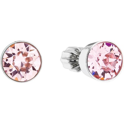 Swarovski Elements Rivoli vlepený krystal stříbrné náušnice pecky puzety růžové kulaté 31113.3 Light Rose růžová světlá