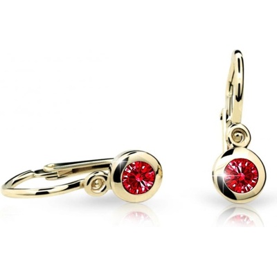 Danfil dětské náušnice C1537 ze žlutého zlata s kamínkem Ruby Dark zapínání brizura