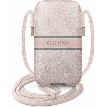 GUESS Pouch 4G Printed Stripe L - кожен калъф с връзка за мобилни телефони (розов)