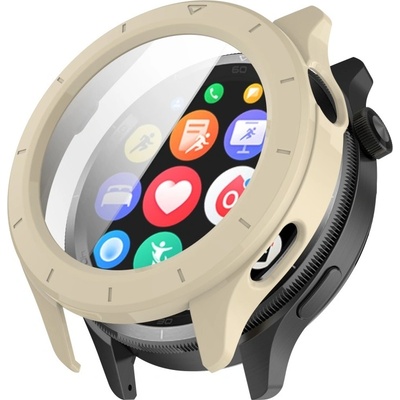 PROTEMIO 104981 PC FULL COVER Plastový kryt so sklom pre Xiaomi Watch S4 béžový