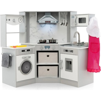 Costway Дървена детска кухня със светлина, звук и диспенсер