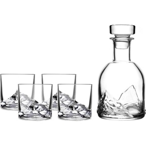Liiton Комплект чаши и бутилка за уиски liiton l20900, 1 Л, 230, 250, 260, 280 мл, 5 части, Удебелени стени, 3d дъно с формата на връх, Прозрачен (l20900)