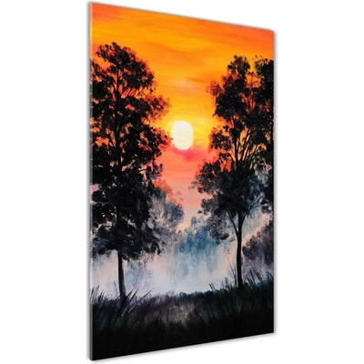 Vertikálny foto obraz sklenený Západ slnka les 50x100 cm