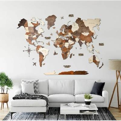 Enjoy the Wood 3D nástěnná dřevěná mapa World Map Multicolor Prime L