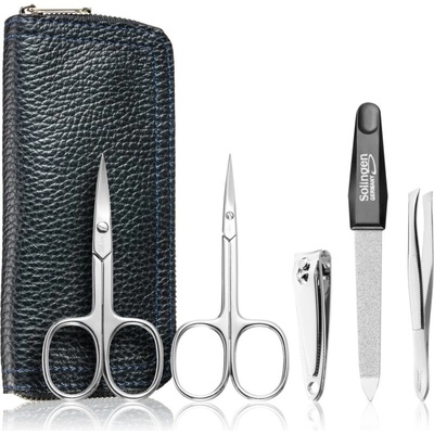 DuKaS Premium Line Solingen nožničky na nechty 1 ks + nožnice na nechtovú kožtičku 1 ks + klieštiky na nechty 1 ks + zafírový pilník 12 cm + pinzeta šikmá 1 ks kozmetická sada