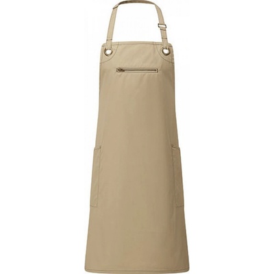 Premier Workwear Udržitelná dlouhá zástěra s kontrastním stehem Barley khaki Pantone 7536C-Brown Pantone 4975C 86x72cm PW121