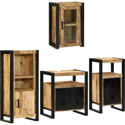 vidaXL Комплект мебели за баня 4 pcs Кафяво Солидно мангово дърво (3305686)