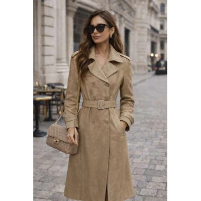 Max Original Leather Dámsky kožený kabát TRENCH womens ivory