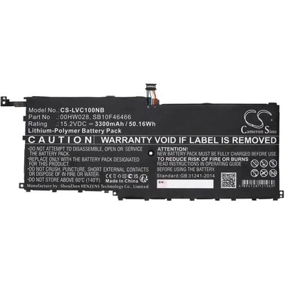 Cameron Sino Батерия за лаптоп LENOVO ThinkPad X1 20FBS0L900, ThinkPad X1 Yoga 20FQA04TAU, 00HW028 LiPo 15.2V 3300 mAh CAMERON SINO (CS-LVC100NB)