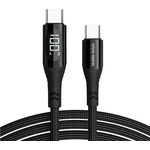 Mobile Origin Здрав кабел с въжена оплетка с бързо зареждане за устройства с USB-C порт (150 см) - Mobile Origin USB-C to USB-C Cable with LED Display 100W (черен) (MO-100WDC-CB2)