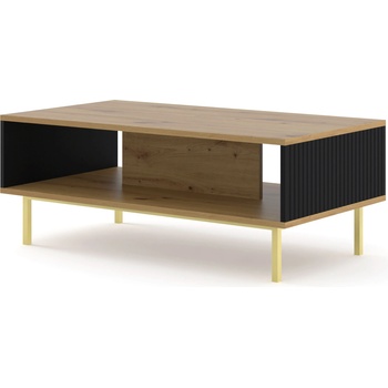 BIM Furniture Масичка за кафе Ravenna B 90x60, дъб артисан/черен мат/злато (RAVENNASTABOAKBMGF)