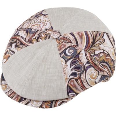 Fiebig Headwear since 1903 letní lněná bekovka 8-panel patchwork béžová