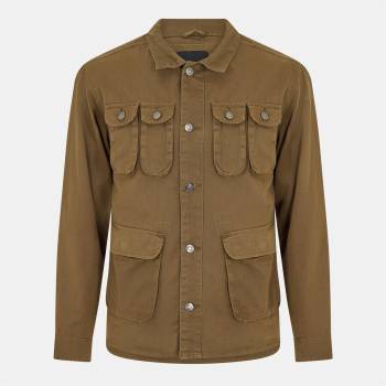 Brave Soul Men's Cotton Multi Pocket Long Sleeve Rain Anorak - Khaki