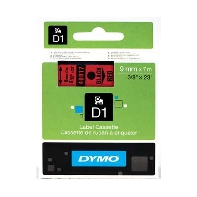 Dymo originální páska do tiskárny štítků, Dymo, 40917, S0720720, černý tisk/červený podklad, 7m, 9mm, D1