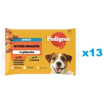 Pedigree Adult v želé kúsky bohaté na zmes hovädzieho a pečene a kúsky bohaté na hydinu 52 x 100 g